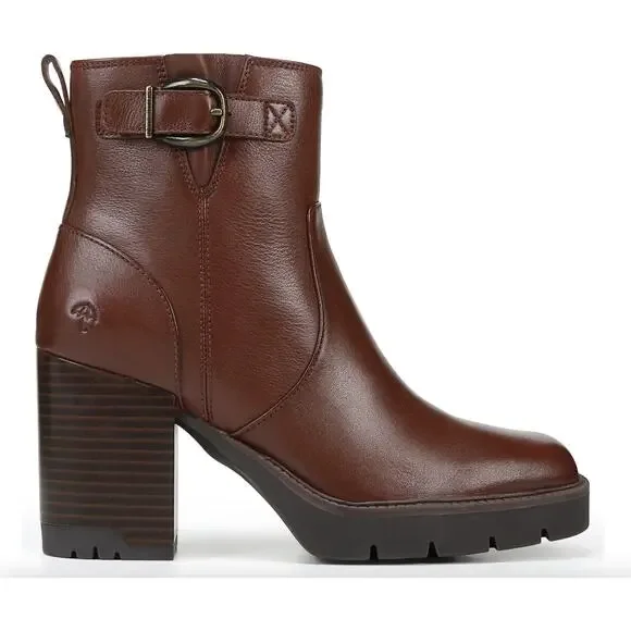 Naturalizer Wilde Leather Buckle Lug Sole Waterproof Boots | Sz 9, Brown NEW - Picture 3 of 7